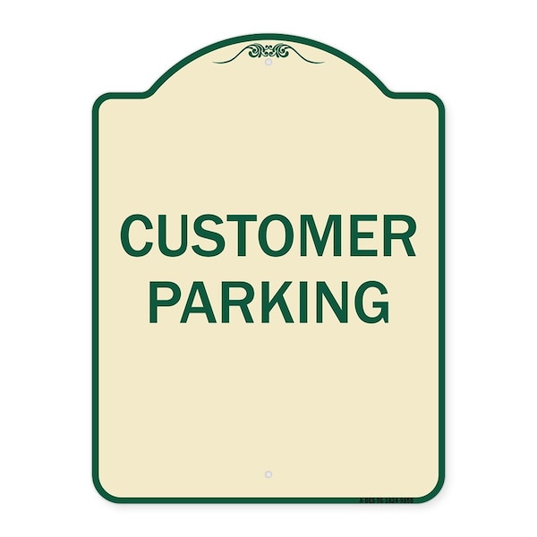 Signmission Designer Series Sign-Customer Parking, Tan & Green Heavy-Gauge Aluminum, 24" x 18", TG-1824-9855 A-DES-TG-1824-9855 - main